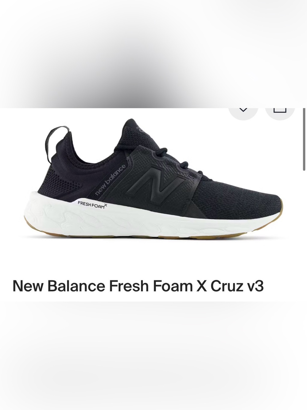 New Balance Mens Fresh Foam Cruz v3 Black and White Slip-On Sneaker
